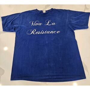 GUC Vive La Resistance, French T-Shirt Blue Distressed Size Unisex XL